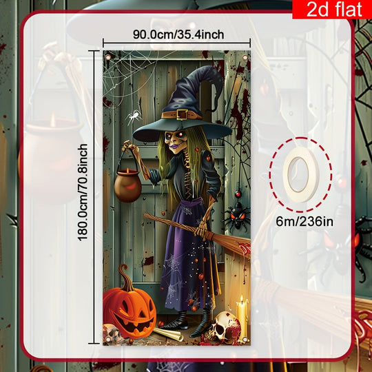 Halloween Witch Banner with Cauldron and Broomstick – Outdoor Durable Decor