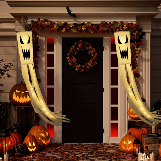 Spooky Halloween Polyester Garden Decoration with Jack-O'-Lanterns & Cauldron (2 pieces)