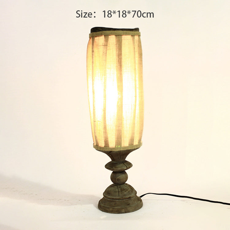 Vintage Table Lamp - Handmade Wooden Lamp