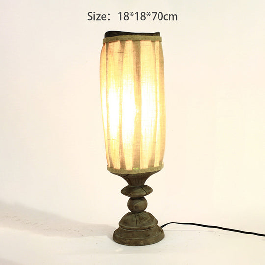 Vintage Table Lamp - Handmade Wooden Lamp