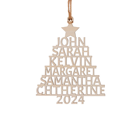 Personalized Family Name Ornament Wooden Christmas Tree Ornament