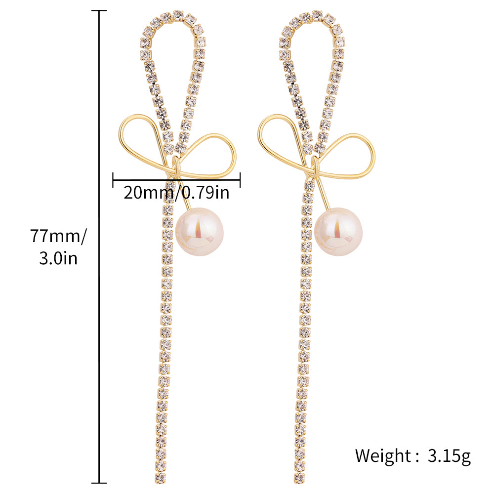 Pearl Earrings with Bowknot Design