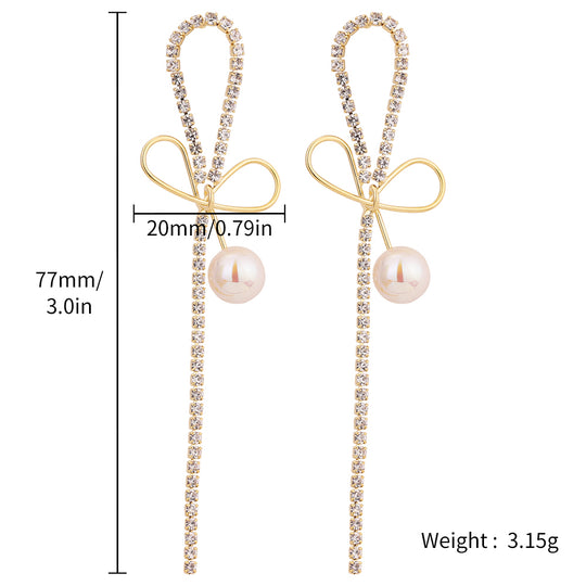 Pearl Earrings with Bowknot Design