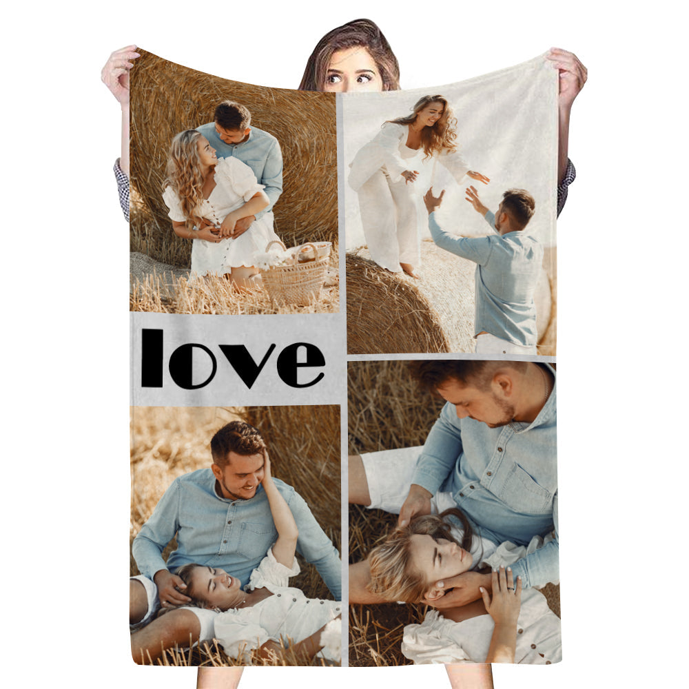 Christmas Gift Personalized 4 Photos Blankets