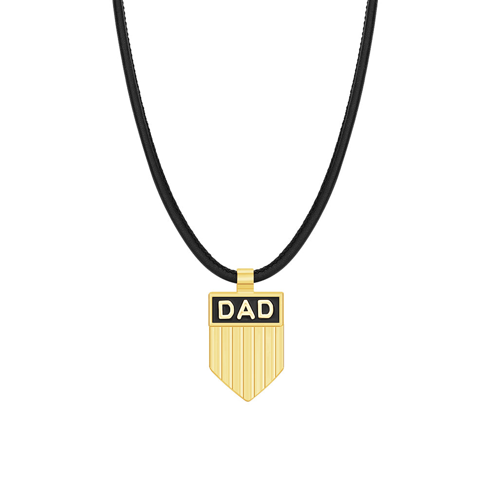 DAD Engraved Shield Pendant Necklace