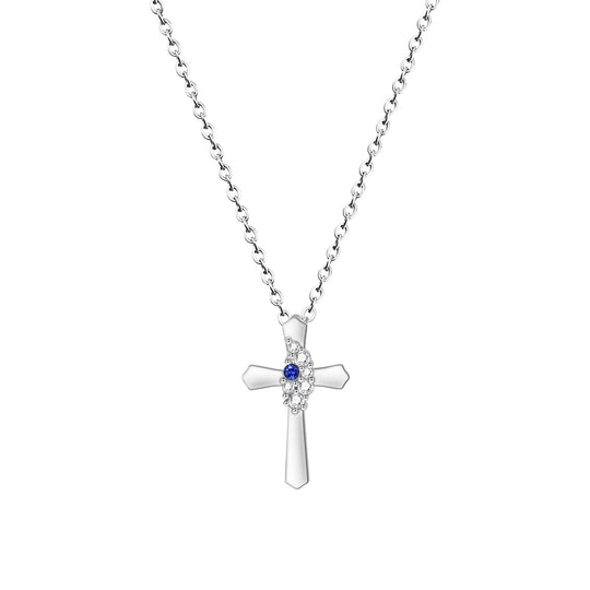 Sparkling Diamond Birthstone Cross Necklace