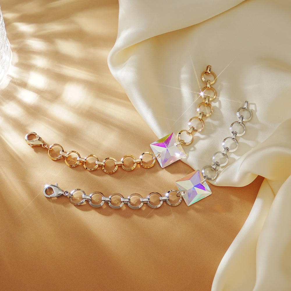 Square Cut Colorful Crystal Pavé Bracelet