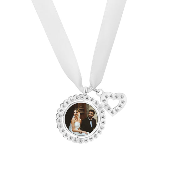 Engagement Gift Bouquet Pendant Photo Heart Keychain