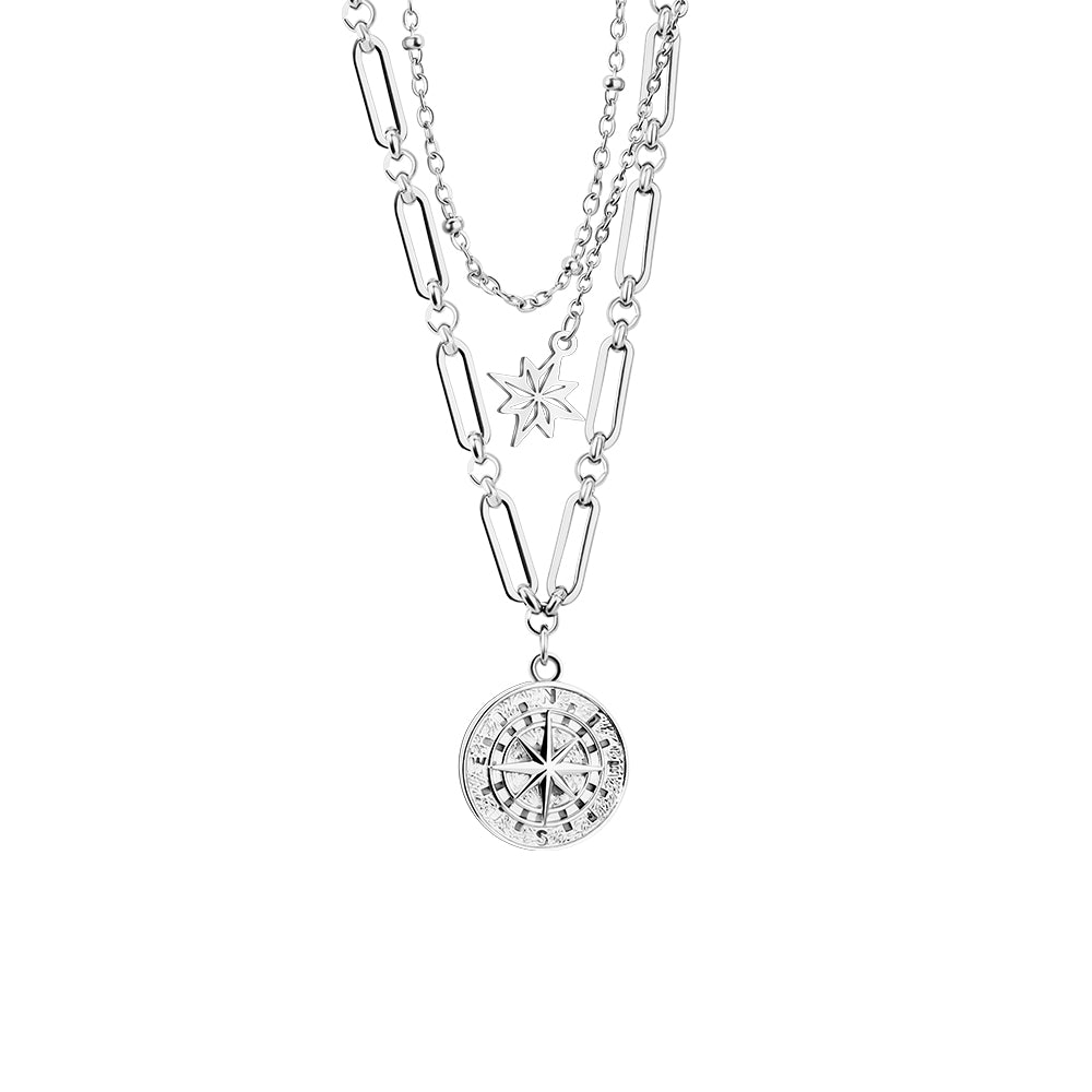 Layered Necklace With Eight awn star pendant