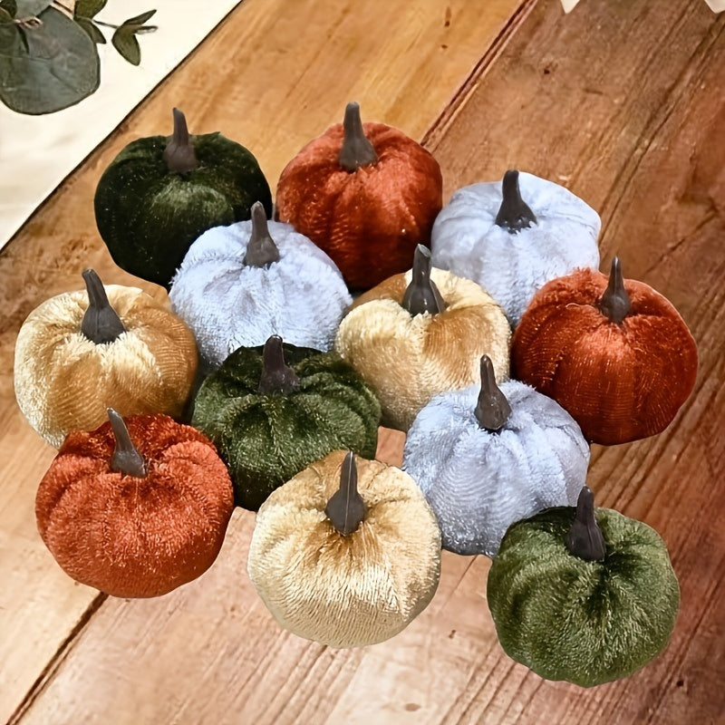 12-Piece Indoor Decorative Pumpkin Set for Halloween and Fall Decor
