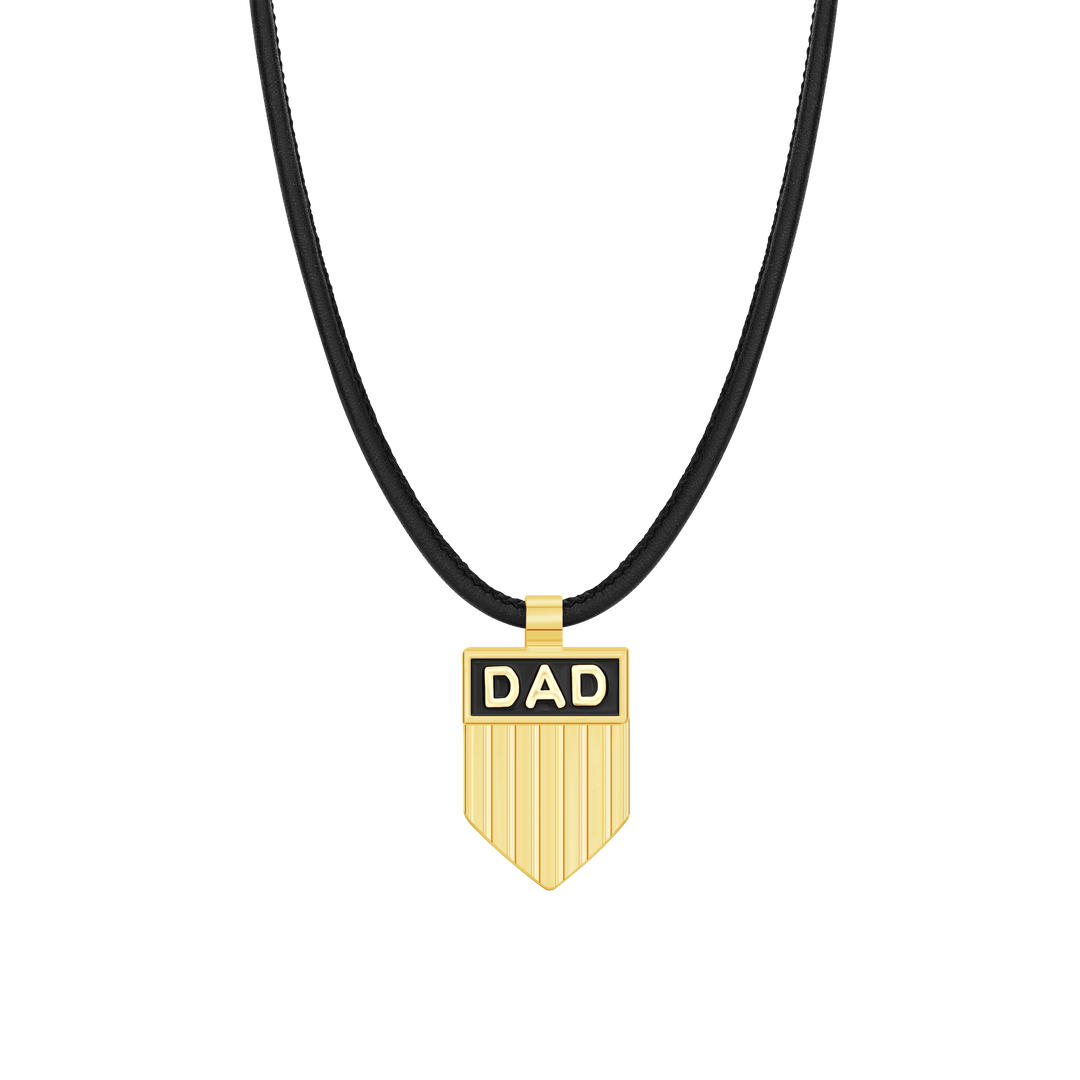DAD Engraved Shield Pendant Necklace