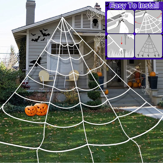 16.4ft Glowing Spider Web Halloween Decoration for Outdoor & Indoor