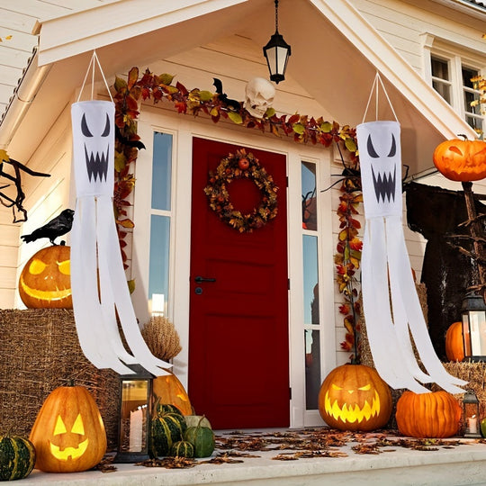 Spooky Halloween Polyester Garden Decoration with Jack-O'-Lanterns & Cauldron (2 pieces)