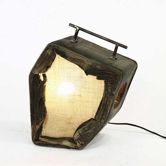 Handmade Cotton Yarn Wooden Lamp With Bulbue