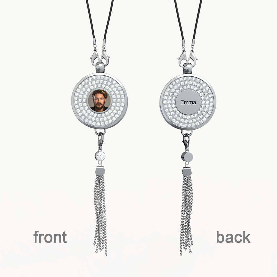 Personalized Car Perfume Photo Name Pendant