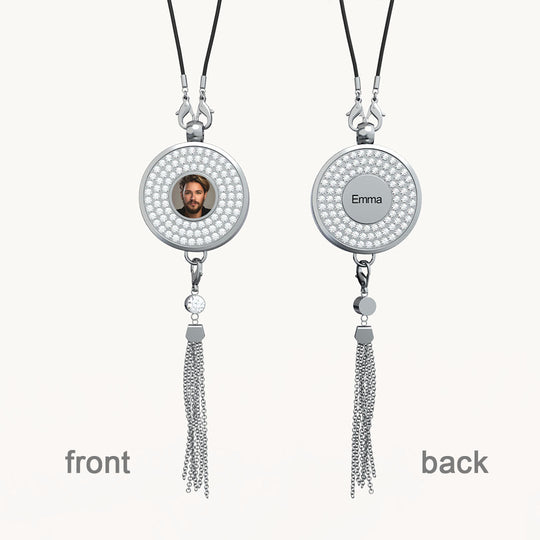 Personalized Car Perfume Photo Name Pendant