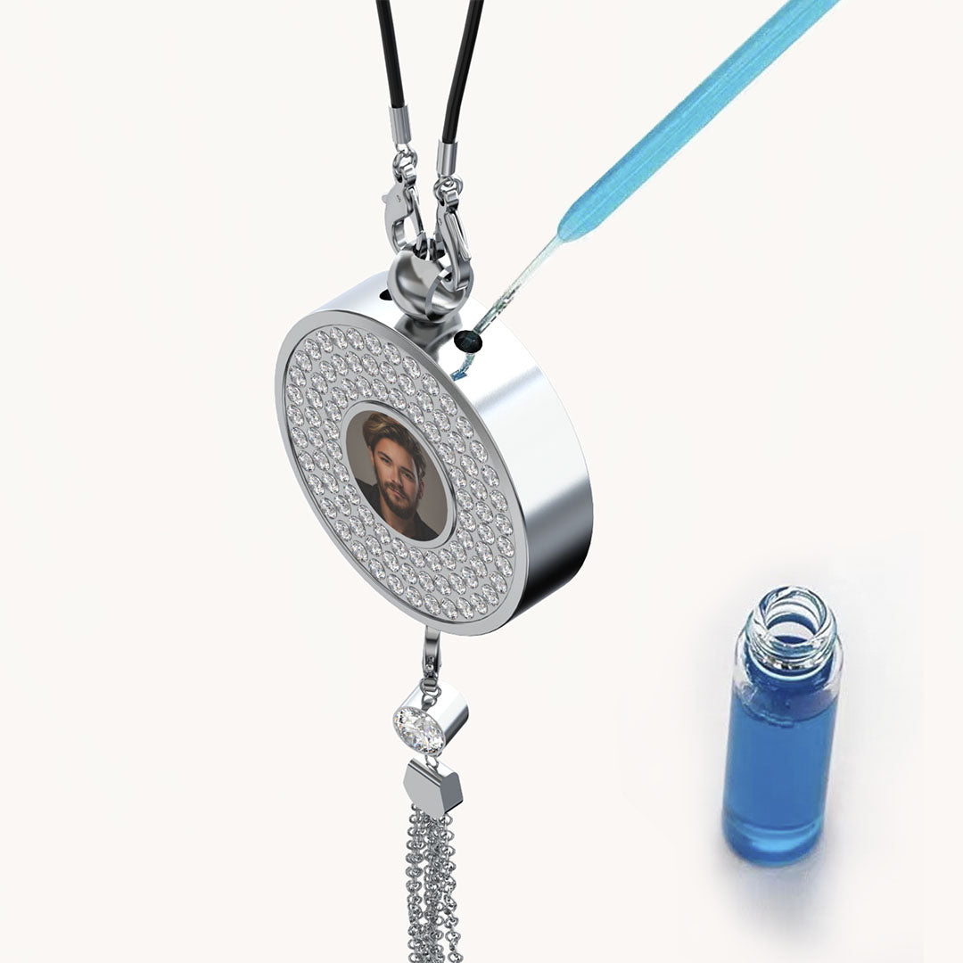 Personalized Car Perfume Photo Name Pendant
