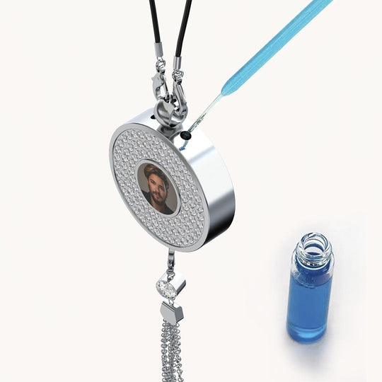 Personalized Car Perfume Photo Name Pendant