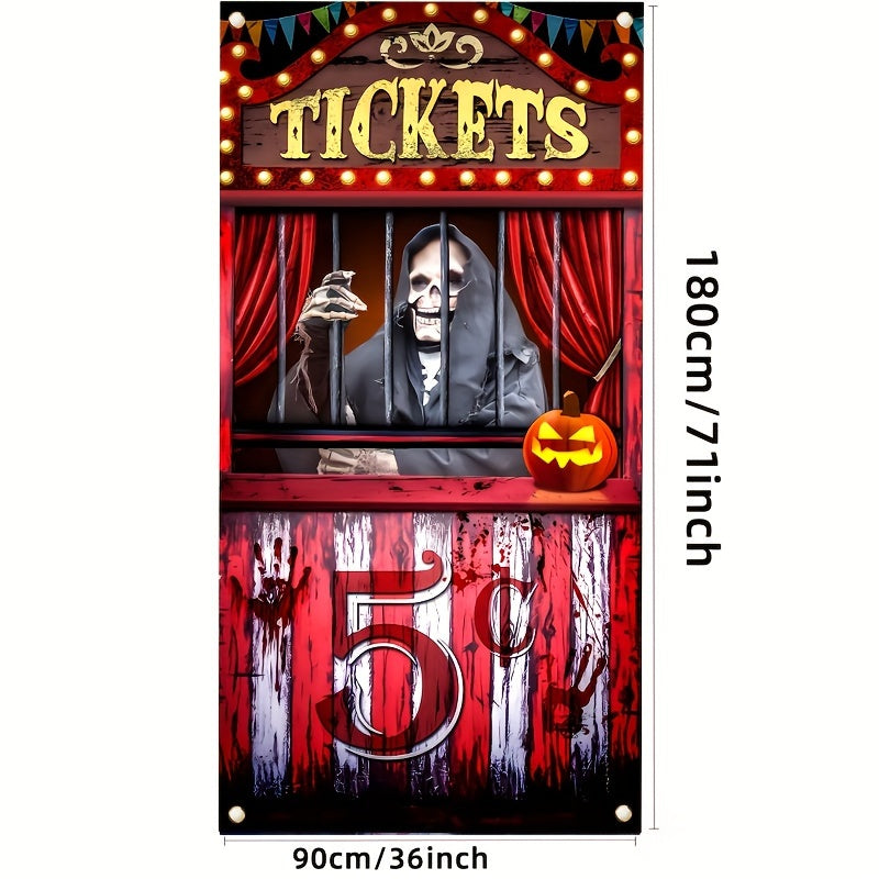 Black Polyester Halloween Banner for Spooky Entryway Decor