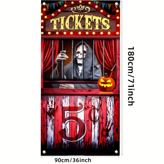 Black Polyester Halloween Banner for Spooky Entryway Decor