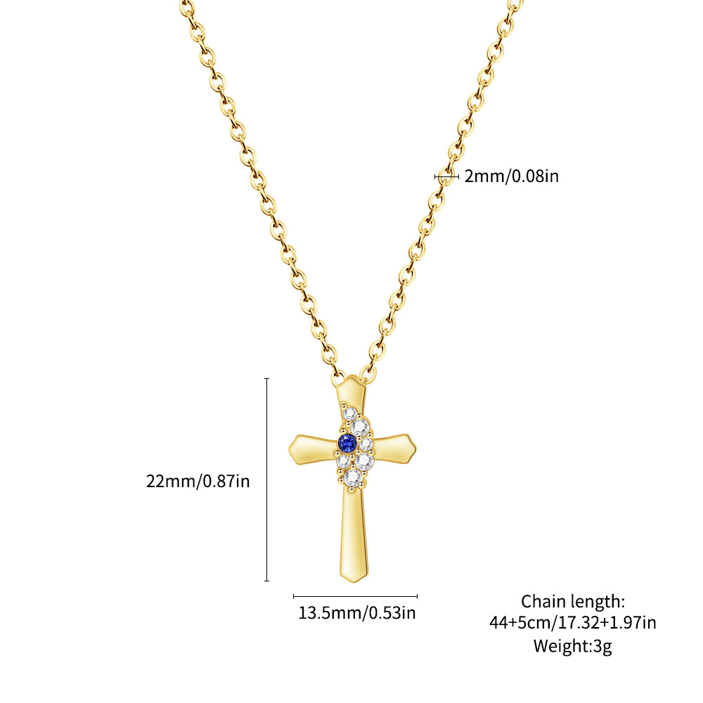 Sparkling Diamond Birthstone Cross Necklace