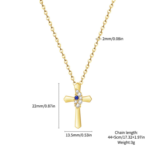 Sparkling Diamond Birthstone Cross Necklace