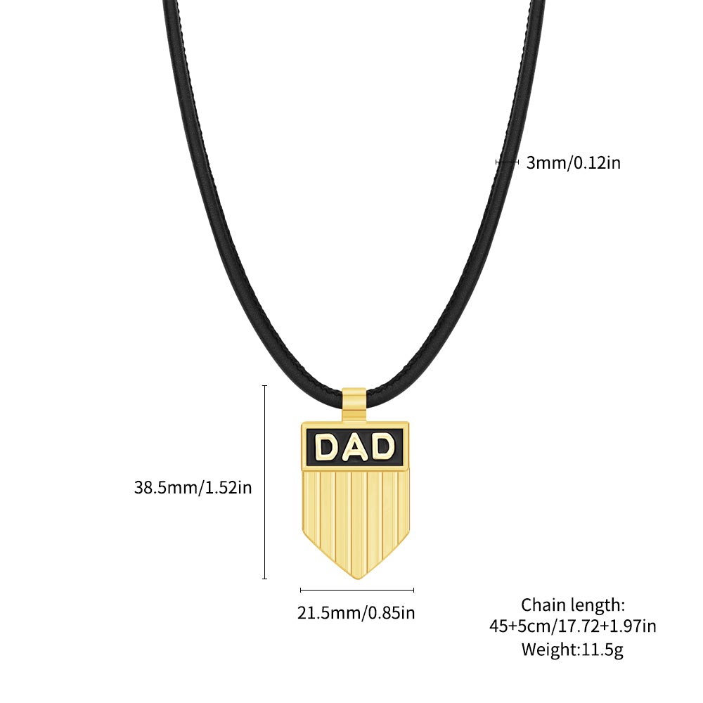 DAD Engraved Shield Pendant Necklace
