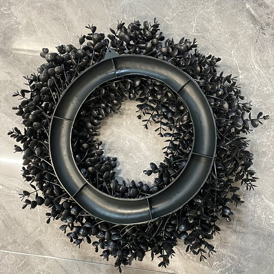 Black Halloween Wreath for Door and Wall – Weather-Resistant Spooky Decor