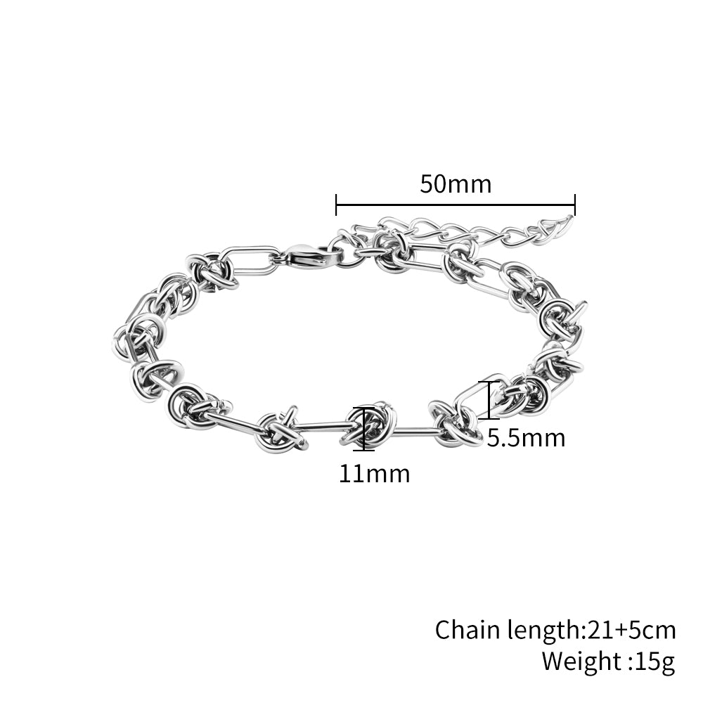 Twist Thorns Barbed Wire Knot Link Chain Bracelet