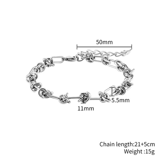 Twist Thorns Barbed Wire Knot Link Chain Bracelet