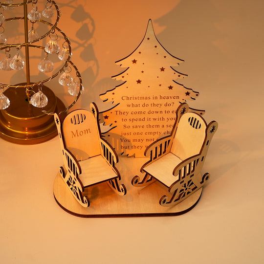 Merry Christmas in Heaven Memory Tealight Candlestick Holders Wooden Decoration for lost loved ones