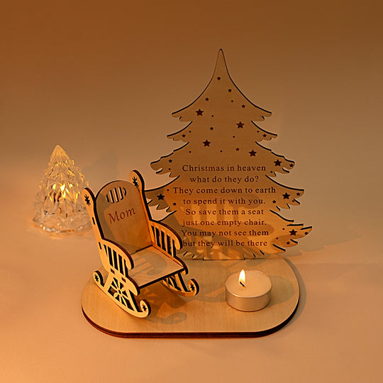 Merry Christmas in Heaven Memory Tealight Candlestick Holders Wooden Decoration for lost loved ones