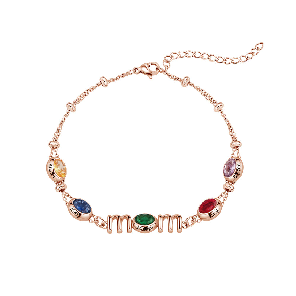 Custom Kids Name Birthstone Mom Bracelet