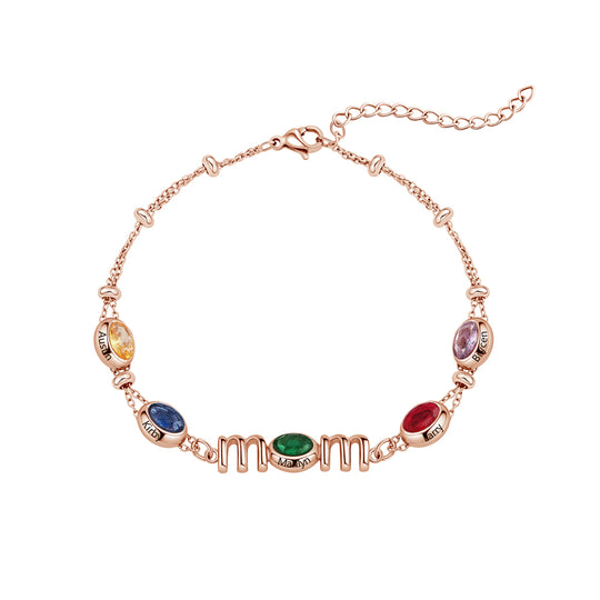 Custom Kids Name Birthstone Mom Bracelet