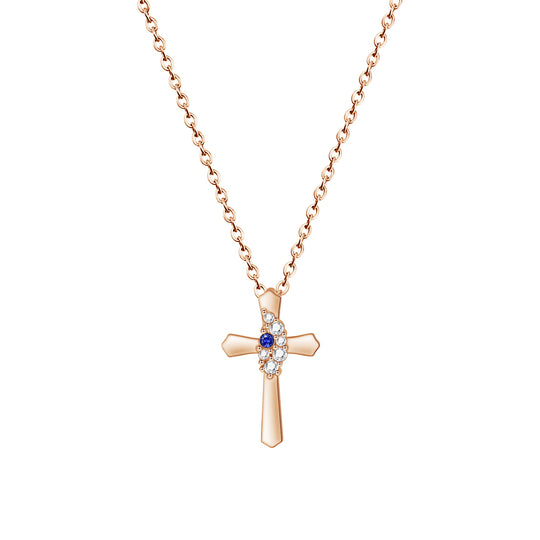 Sparkling Diamond Birthstone Cross Necklace