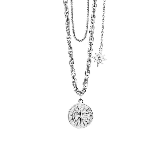 Layered Necklace With Eight awn star pendant