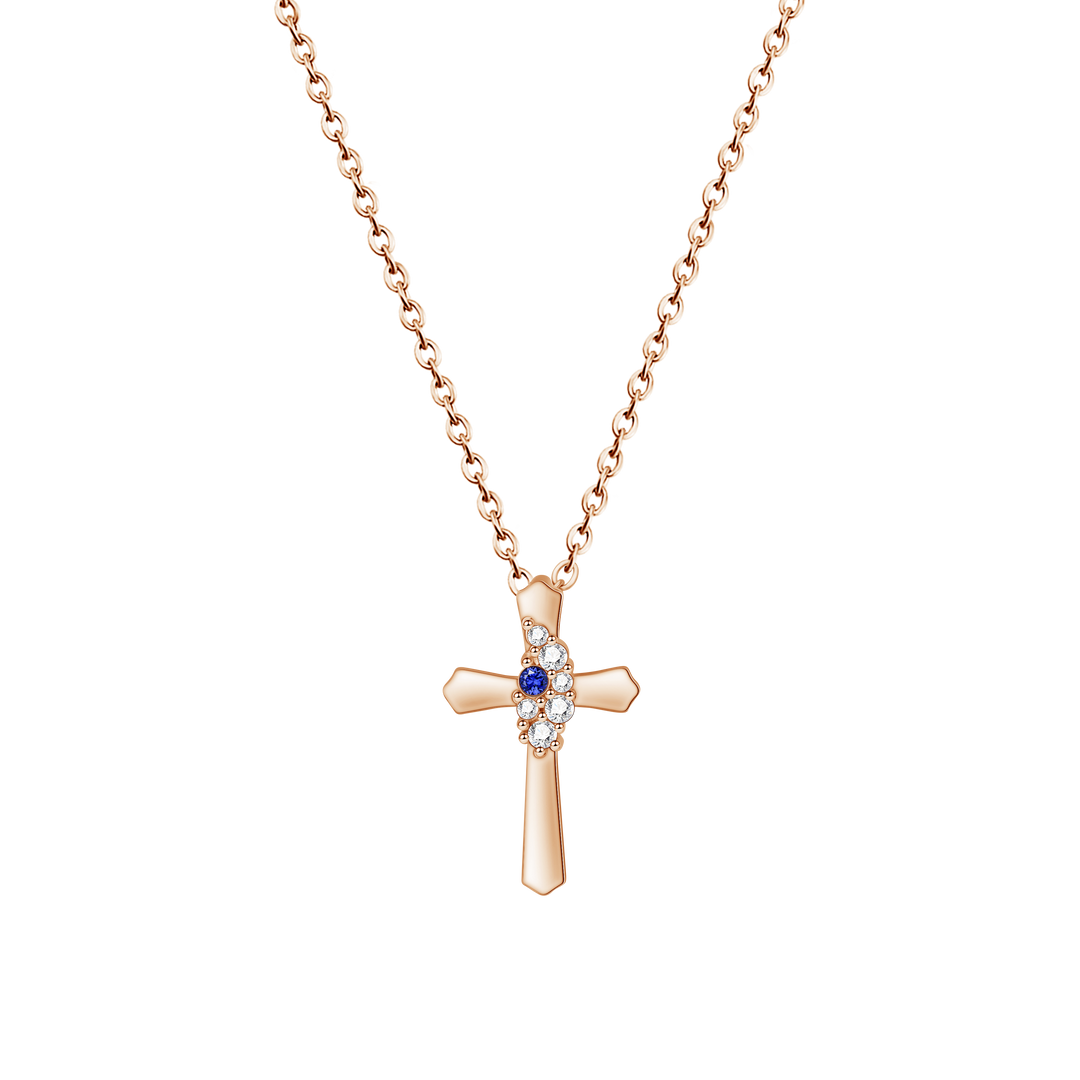 Sparkling Diamond Birthstone Cross Necklace