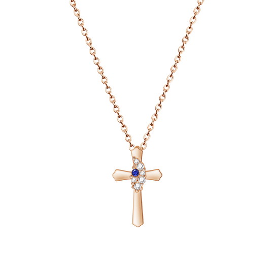 Sparkling Diamond Birthstone Cross Necklace