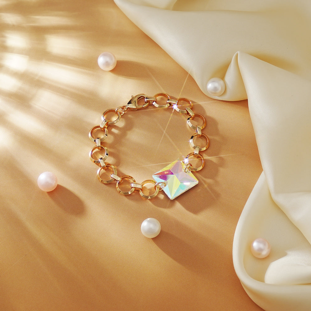 Square Cut Colorful Crystal Pavé Bracelet