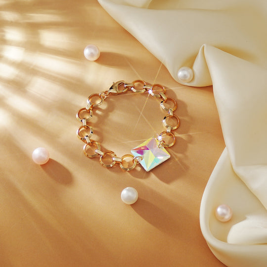 Square Cut Colorful Crystal Pavé Bracelet