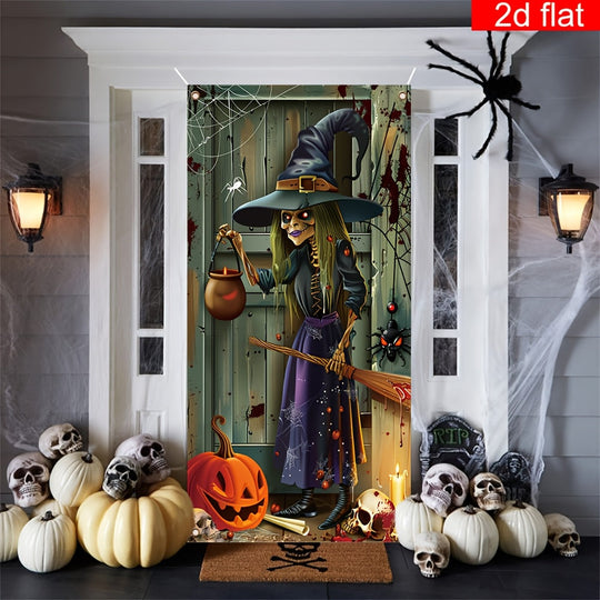 Halloween Witch Banner with Cauldron and Broomstick – Outdoor Durable Decor