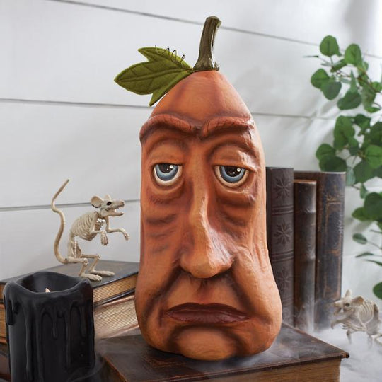 Hand-Painted Resin Halloween Pumpkin Decor with Weighted Base