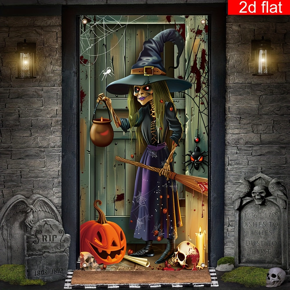 Halloween Witch Banner with Cauldron and Broomstick – Outdoor Durable Decor
