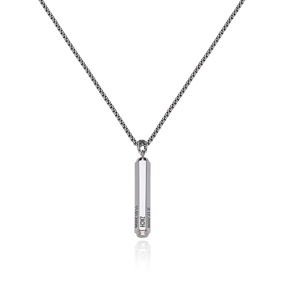 3D Engraved Hexagon Bar Necklace for Men