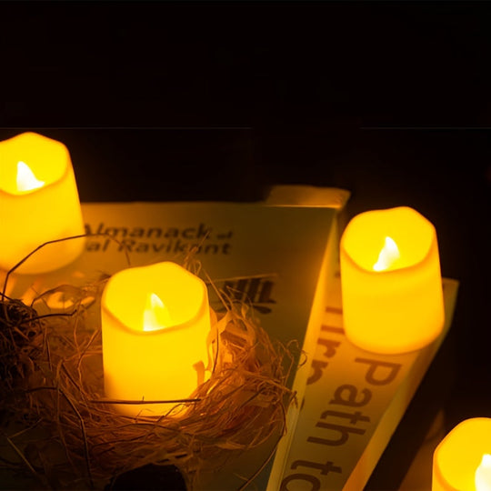 Flameless LED Jar Candles with Glitter Warm White Glow for Halloween Decor