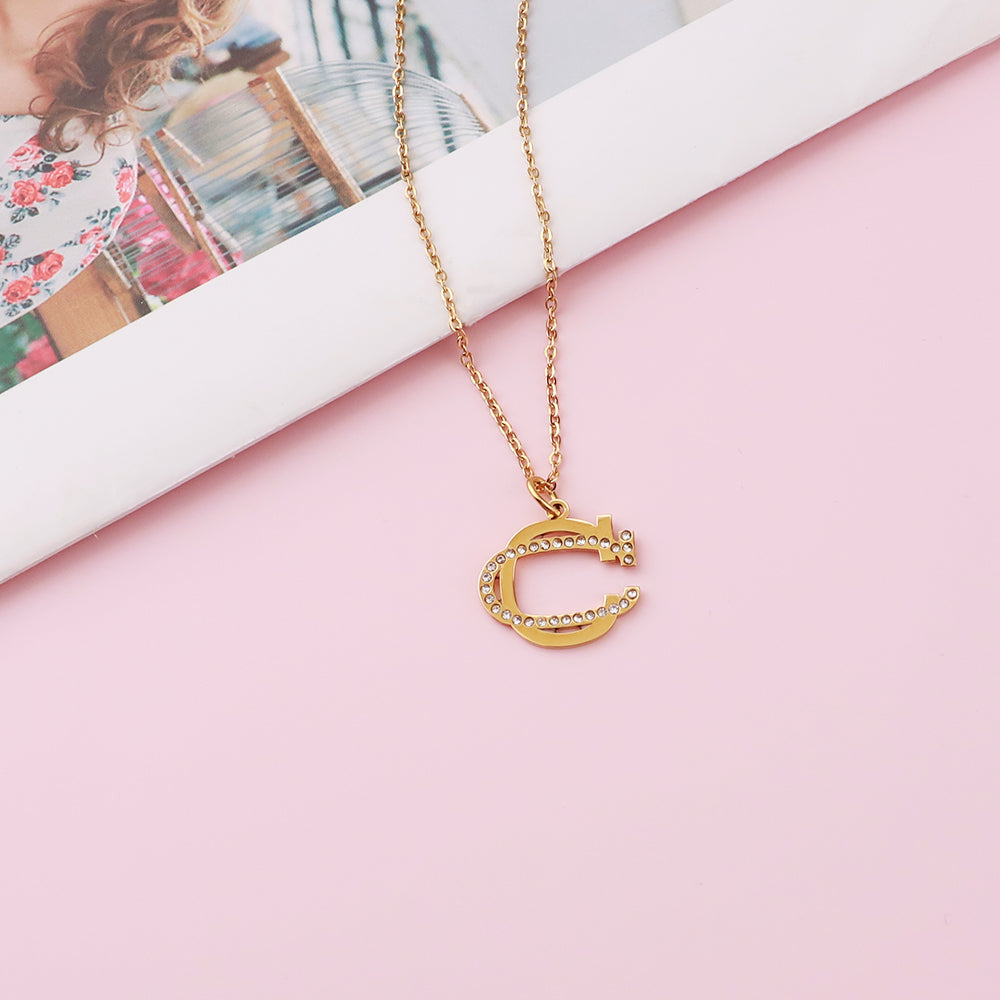 CZ Diamonds Inlaid Initial Necklace