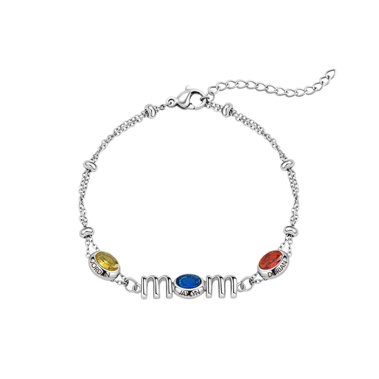 Custom Kids Name Birthstone Mom Bracelet