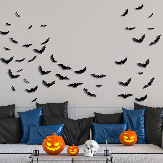 3D LED Bat Wall Decorations with Purple Glow for Halloween