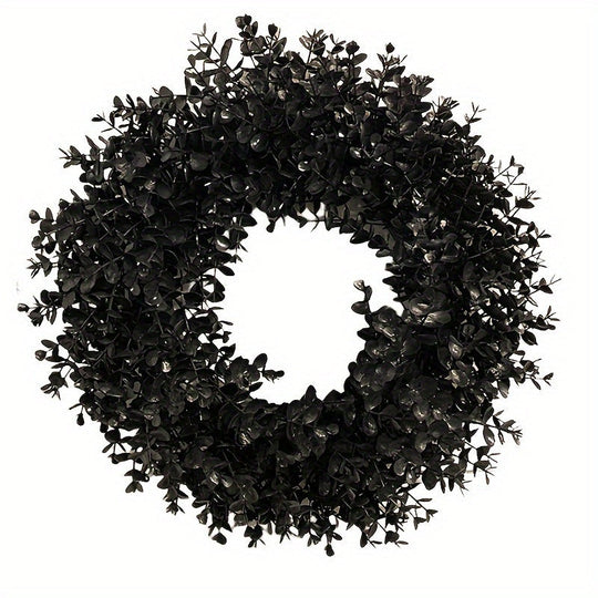 Black Halloween Wreath for Door and Wall – Weather-Resistant Spooky Decor