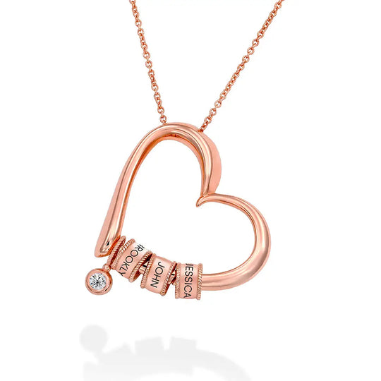 Christmas Gift Charming Heart Necklace with Engraved Beads